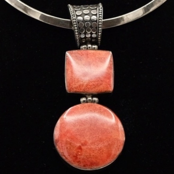 Vintage Sterling Silver Large Coral Pendant BOHEMIAN INSPIRED 🙌🏻✨⏰💭🤝⌛️ - Picture 2 of 16